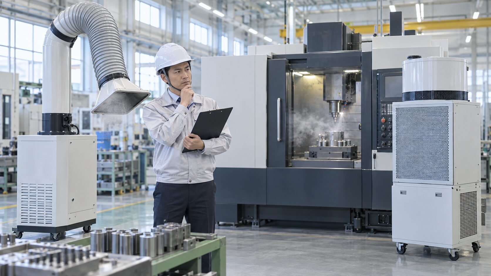 工作機械の新規導入に合わせてミスト対策をしたいが、どの方式を選べばよいか分からない…